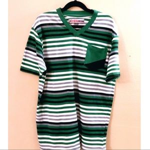 Boy’s size XL shirt 18 Green Stripe Casual T-Shirt v neck
